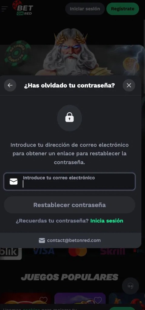 Recuperar contraseña olvidada en BetonRed